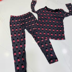 Kickee Pants Kids Pajama Set with Red and Black Guards